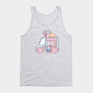 Cute Ice Cream Truck With Bunny And Penguin Tank Top